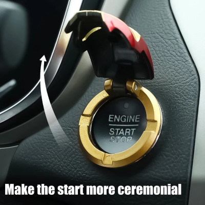 Miếng Dán Trang Trí NÚT KHỞI ĐỘNG XE ô tô - Tránh Vô Tình Chạm Nhầm | Hình IRON MAN Vui Nhộn