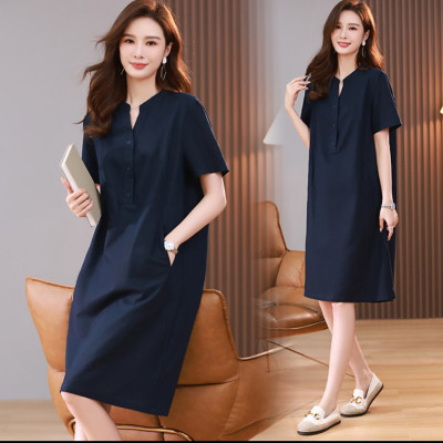Hàng sẵn Đầm nữ linen nữ tính nhẹ nhàng, lịch thiệp, tao nhã màu xanh đen da199