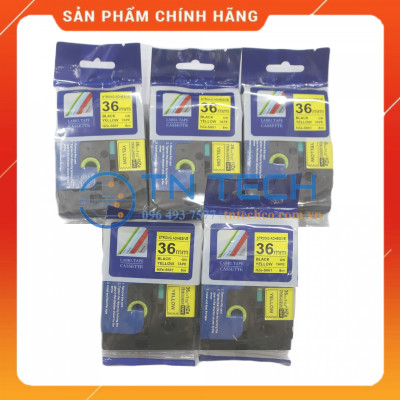 Nhãn In HZE-S661 - Đen nền vàng 36mm x 8m - Dùng cho máy in BROTHER - AIMO - PUTY [Hàng nhập khẩu]