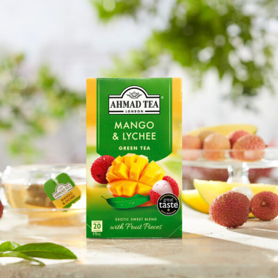 TRÀ XANH AHMAD ANH QUỐC - VẢI & XOÀI (40g) - Mango & Lychee - Sự kết hợp mang hương vị nhiệt đới
