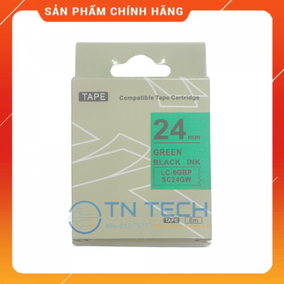 NHÃN IN TEPRA-EPSON LC-6GBP (SC24GW) – CHỮ ĐEN NỀN LÁ 24MM X 8M [Hàng nhập khẩu]