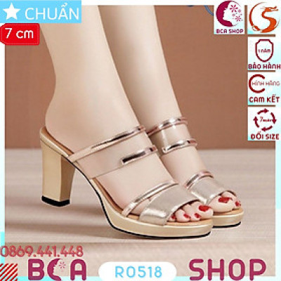 Giày cao gót nữ 7p RO518 ROSATA tại BCASHOP hở mũi, hở gót, quai ngang cực sành điệu và sang trọng - màu vàng