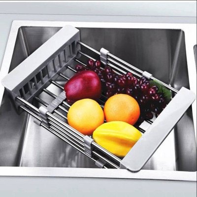 Kệ gác bồn rửa chén bát đa năng có thể thu gọn kéo dài, Giá úp bát, Kệ ráo nước hoa quả