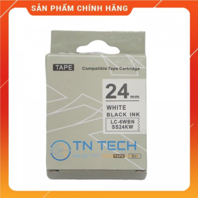 Nhãn in TEPRA - EPSON LC-6WBN (SS24KW) – Chữ đen nền trắng 24MM X 8M  - Dùng cho máy in nhãn TEPRA - EPSON [Hàng nhập khẩu]