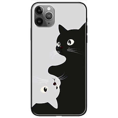 Ốp lưng cho IPhone X - Xs - Xs Max - Xr - 11 - 11 Pro Max - Mèo Trắng Đen - Hàng Chính Hãng