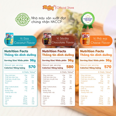 Bánh hạt dinh dưỡng NUT BITES Mailey túi 96g - thơm ngon từ hạt tự nhiên,tiện lợi và giàu dinh dưỡng