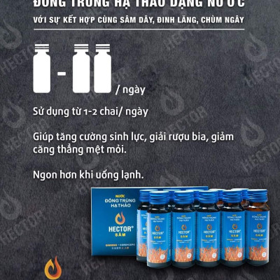 1 Chai Nước Đông Trùng Hạ Thảo Hector Sâm, Uống Trực Tiếp, Tăng Sức Đề Kháng, Tăng Cường Sinh Lý Nam Nữ, Tăng Tiết Sữa Cho Mẹ, Bảo Vệ Chức Năng Gan Thận, Giảm Say Tàu Xe, Nam, Nữ, Người Lớn Tuổi Đều Dùng Được