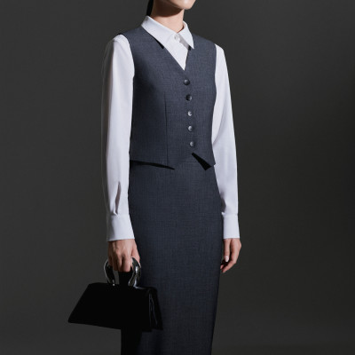 Áo gile dáng ôm cài cúc trước ZELDA màu xám chì thiết kế cao cấp WHITE CHIC