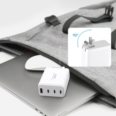 Adapter củ cóc sạc nhanh 120W đa năng 4 in 1 gồm 1 USB A và 3 PD Type-C hiệu WIWU Mini GaN Quick Charger chuẩn sạc nhanh PD 3.0 & QC 4.0 (công nghệ GAN + Silic, chip sạc thông minh, công nghệ tản nhiệt mới, chân cắm US-UK) - Hàng nhập khẩu