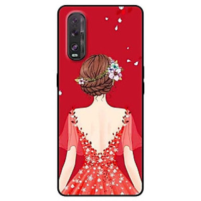 Ốp lưng dành cho Oppo Find X2 mẫu Cô Gái Váy Đỏ