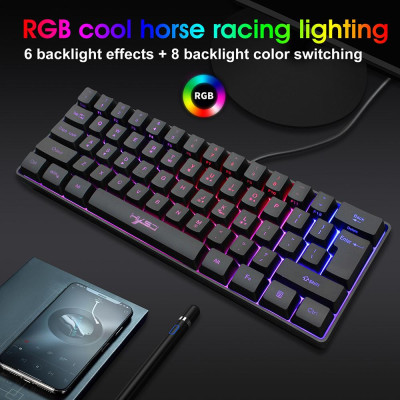 Bộ bàn phím và chuột có dây HXSJ V700 61 phím lập trình macro A904 RGB cho PC