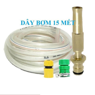  Bộ dây vòi xịt nước rửa xe, tưới cây . tăng áp 3 lần, loại 15m 206587 cút sập, nối PE