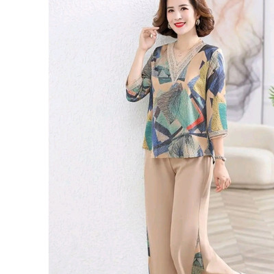 Đồ bộ trung niên cho bà cho mẹ, chất liệu Lụa Hàn mát, thấm hút mồ hôi, đồ bộ nữ kiểu set đi chơi , bộ đồ trung niên, Nesa Shop