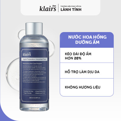 Nước hoa hồng Dear, Klairs Supple Preparation Unscented Toner 180ml