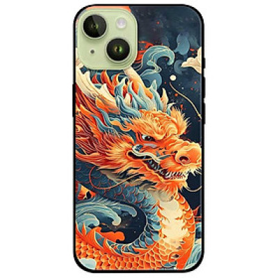 Ốp lưng cho IPhone 15 - 15 Plus - 15 Pro - 15 Pro Max - 16 - 16 Plus - 16 Pro - 16 Pro Max - Rồng Cam Xanh - Hàng Chính Hãng