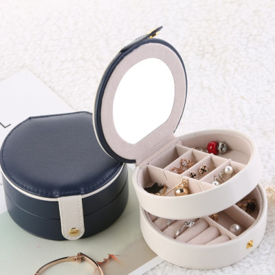 Hộp Đựng Trang Sức 2 Tầng Có Gương Sang Trọng, Chất Da PU Mềm Mại, Độ Bền Cao - Hàng Chính Hãng ( Màu ngẫu nhiên)