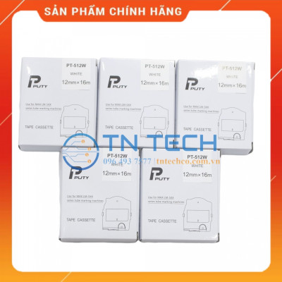Nhãn in MAX PT-512W - Chữ đen nền trắng 12MM x 16M - Dùng cho máy in ống MAX [Hàng nhập khẩu]