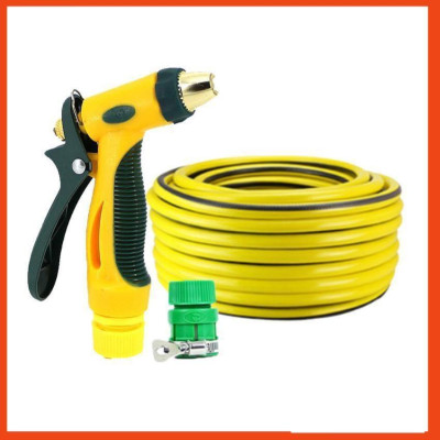 Bộ dây vòi xịt nước rửa xe,tưới cây tăng áp 3 lần 15M( nối nhựa xanh) 206317