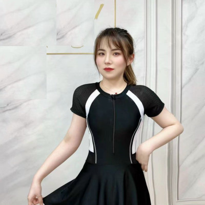 Váy Bơi Nữ Liền Ngắn Tay Thanh Lịch