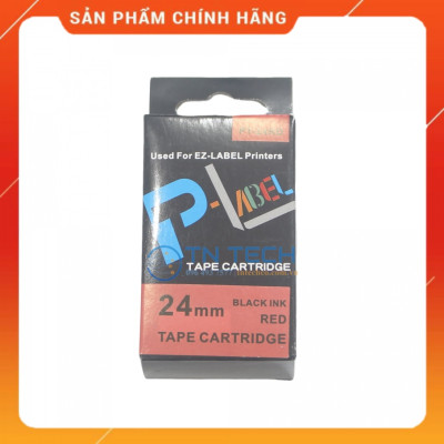 Nhãn in CASIO PT-24RD - Chữ đen nền đỏ 24MM x 8M - Dùng cho máy in nhãn CASIO [Hàng nhập khẩu]
