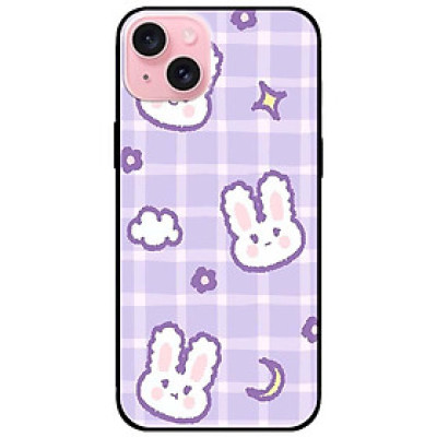Ốp lưng dành cho Iphone 15 - Iphone 15 Plus - Iphone 15 Pro - Iphone 15 Pro Max - Thỏ Tím Ô Vuông - Hàng Chính Hãng