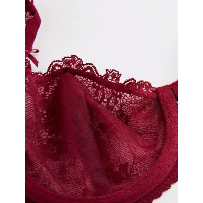 Bộ Đồ Lót Ren Siêu Mỏng Có Gọng Không Đệm 