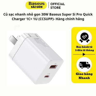 Củ sạc nhanh Baseus Super Si Pro 30W Quick Charger 1C+ 1U CCSUPP - Hàng chính hãng