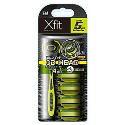 Set dao cạo râu 5 lưỡi kép Xfit KAI (1 thân, 4 lưỡi thay thế) nội địa Nhật Bản