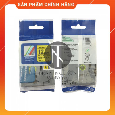 Tz2-631 Nhãn in đa lớp 12mm x 8m - Đen nền vàng - Hàng nhập khẩu