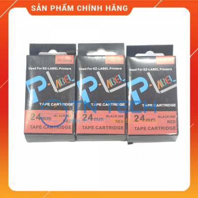 Nhãn in CASIO PT-24RD - Chữ đen nền đỏ 24MM x 8M - Dùng cho máy in nhãn CASIO [Hàng nhập khẩu]
