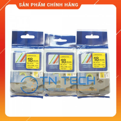 Nhãn In Tz2-641 - Đen nền vàng 18mm x 8m - Dùng cho máy in BROTHER - AIMO - PUTY [Hàng Nhập Khẩu]