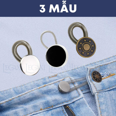 Lò Xo Kim Loại Gắn Nút Nới Rộng Cổ áo Cổ Tay Áo Quần Jean Nam Nữ Nút Trơn Đen Đồng Không May Legaxi