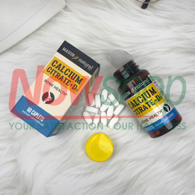 Calcium Citrate + D3 Mason Natural Hộp 60 viên canxi hữu cơ tăng chiều cao chắc xương không sỏi thận