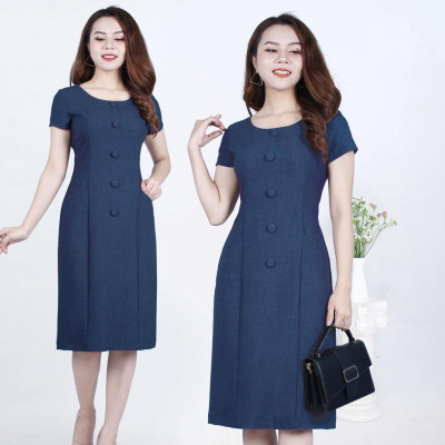 Đầm Suông Phối Nút Che Bụng Gọn Eo ThoiTrangXinh DL508