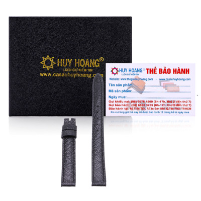 HC8417-18-19-23 Dây đồng hồ Huy Hoàng da đà điểu size 12, 14 màu đen, nâu đất, vàng bò, nâu đỏ
