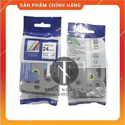Nhãn In Brother HZe-251 - Đen nền trắng 24mm x 8m - Hàng nhập khẩu