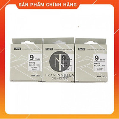 [Combo 3 hộp] Nhãn in Tepra SS9KW (LC-3WBN) - Chữ đen nền trắng 9mm x 8m - Hàng nhập khẩu