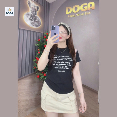 Áo babytee thiết kế chữ kiểu viết tay hiện đại chất BORIP COTTON xin DOGA đủ size tới 68kg 5 màu  M195