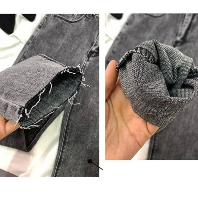 Quần jeans nữ lưng cao ôm cách điệu phân nịt họa tiết da beo cá tính