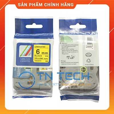 Nhãn In Tz2-611 - Đen nền vàng 6mm x 8m - Dùng cho máy in BROTHER - AIMO - PUTY [Hàng Nhập Khẩu]