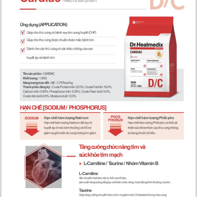 [ TÚI 1.5kg ] THỨC ĂN HẠT KHÔ HỖ TRỢ TIM CHO CHÓ DR. HEALMEDIX CARDIAC