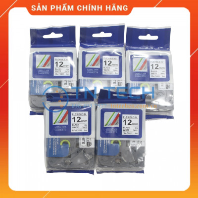 Nhãn In HZE-FX231 - Đen nền trắng 12mm x 8m - Dùng cho máy in BROTHER - AIMO - PUTY [Hàng nhập khẩu]