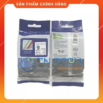 Nhãn In HZE-S221 - Đen nền trắng 9mm x 8m - Dùng cho máy in BROTHER - AIMO - PUTY [Hàng nhập khẩu]