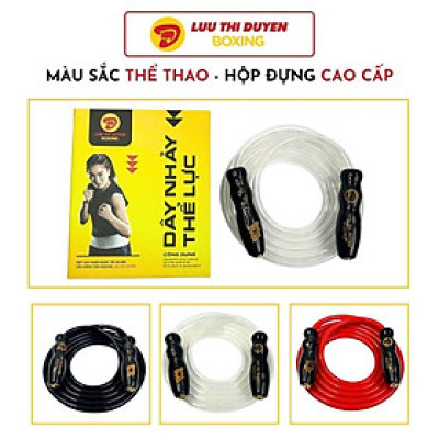 Dây Nhảy Thể Lực Tự Hào Việt Nam - Lừu Thị Duyên Boxing - Bản Đặc Biệt - Cán Sơn Đen - Nặng 450g, Dài 3m