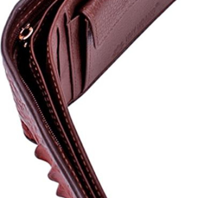 Ví Nam Da Cá Sấu Gù Đầu Huy Hoàng HT2249 (12.5 x 10 cm) - Nâu Đất