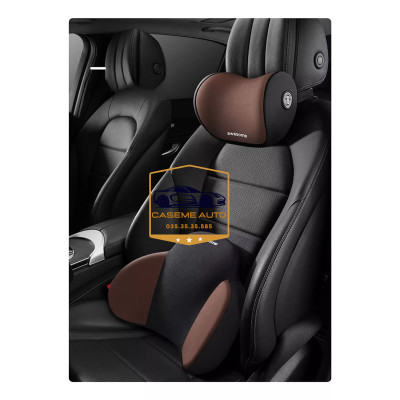 Bộ Tựa Đầu Tựa Lưng AWESOME Cao Su Non Nguyên Khối - Gối Tựa Đầu Tựa Lưng Trên Ô Tô Vỏ Bọc Vải Cotton Không Xù - Hàng Nhập Khẩu