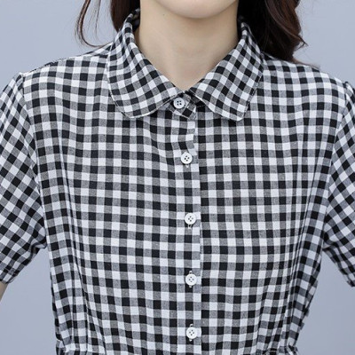 Đầm đũi nữ ngắn tay, họa tiết kẻ caro trẻ trung, 2 túi bên thời trang, đầm có dây rút eo tôn dáng NH174