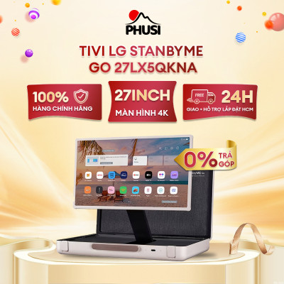 Tivi xách tay LG StanbyME Go 27LX5QKNA 27 inch không dây, tích hợp pin 3h , Hàng chính hãng