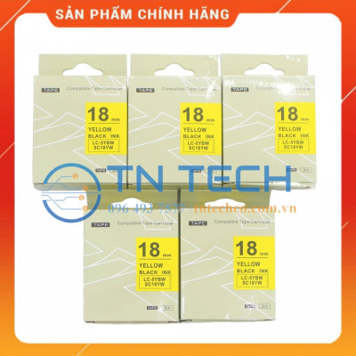 Nhãn in TEPRA - EPSON LC-5YBW (SC18YW) – Chữ đen nền vàng 18MM X 8M  - Dùng cho máy in nhãn TEPRA - EPSON [Hàng nhập khẩu]