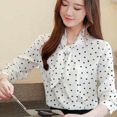 Áo kiểu tay dài họa tiết sang trọng - 2 màu, thích hợp mặc công sở hoặc dự tiệc